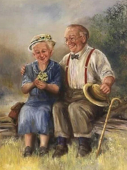 Diamond Painting - Zittende Opa & Oma